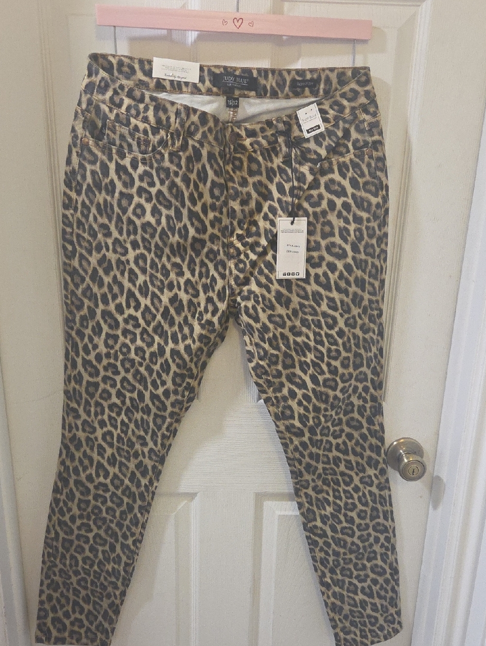 Judy Blue Leopard Print Skinny Jeans - Tan and Black